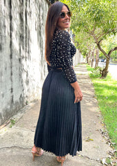 Chic long-sleeve pearl top