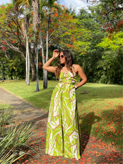 Strapless Long Green Jumpsuit