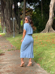 Denim Dress With Tie In Front