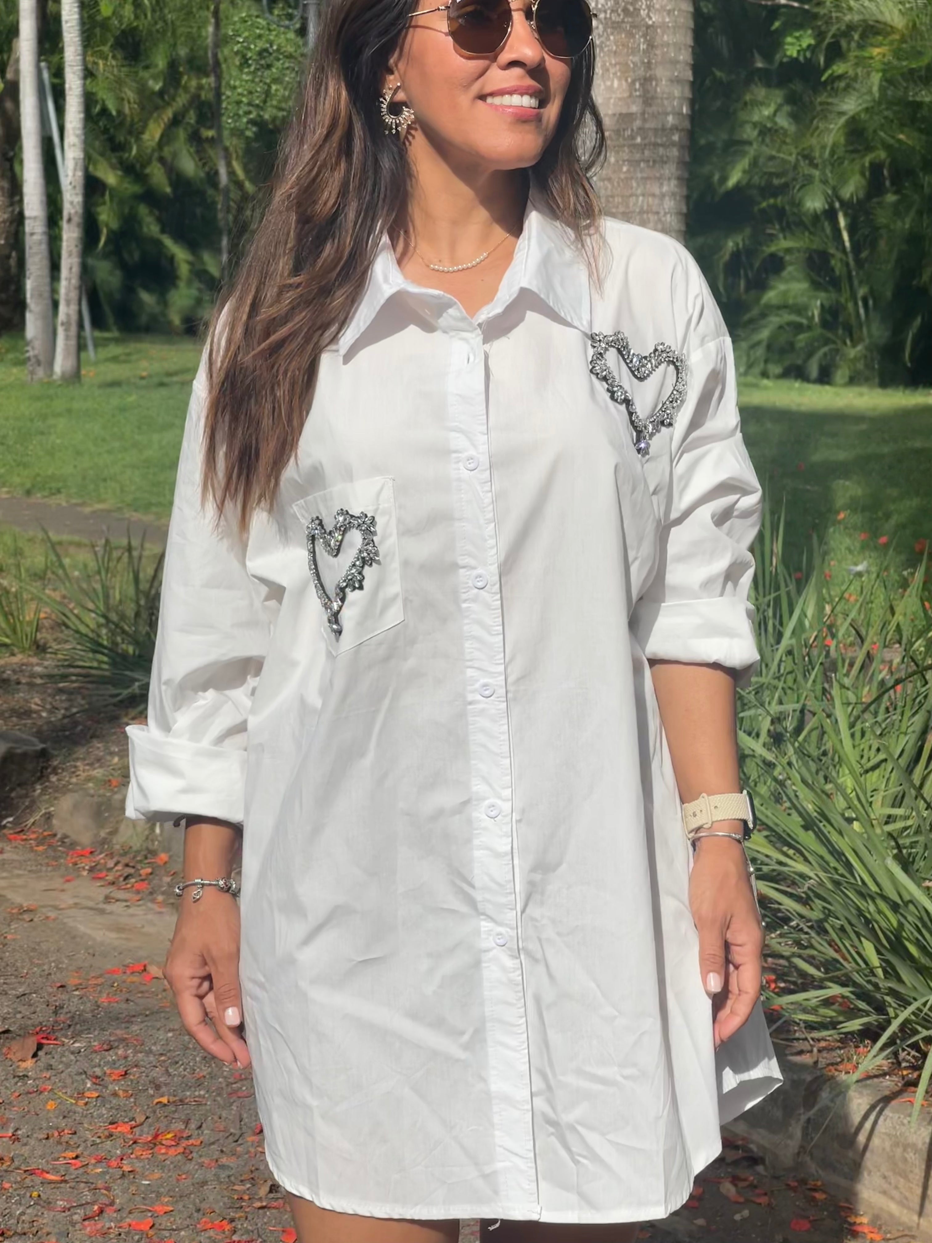 White Shirt With Hearts