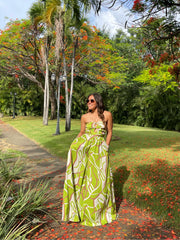 Strapless Long Green Jumpsuit