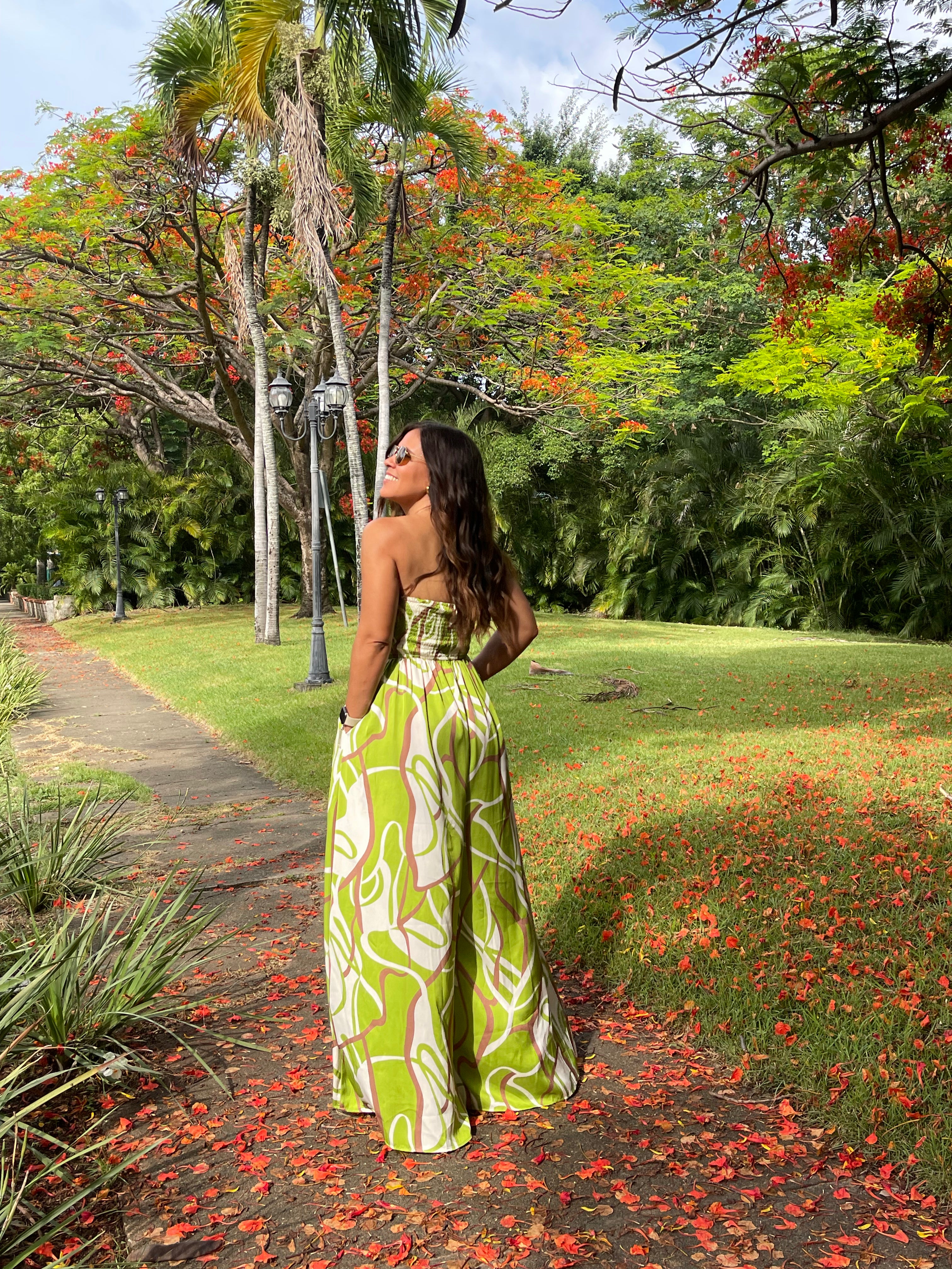 Strapless Long Green Jumpsuit