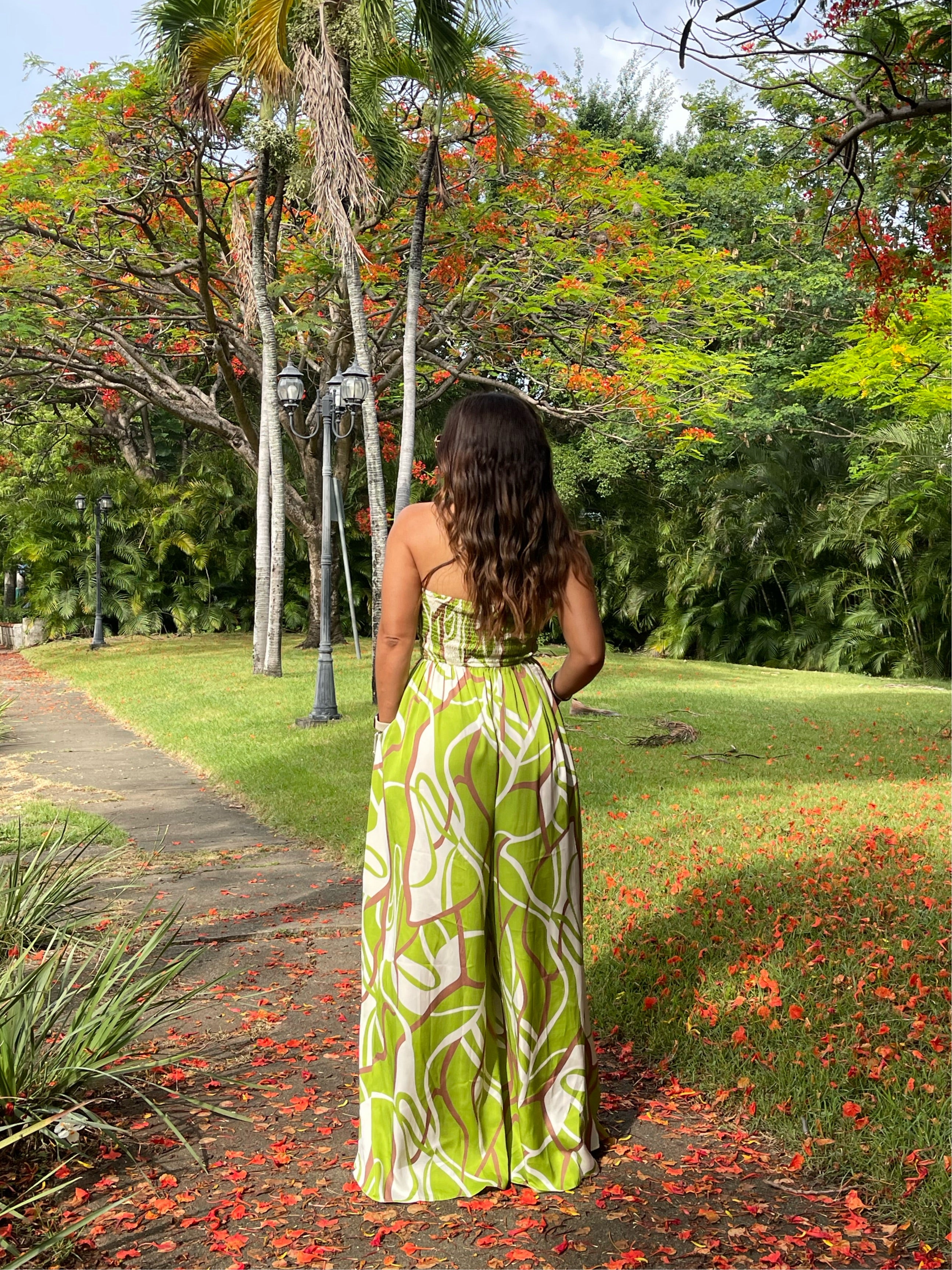 Strapless Long Green Jumpsuit